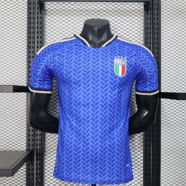 Italy Style Soccer Jersey Azure Blue Leaf Edition