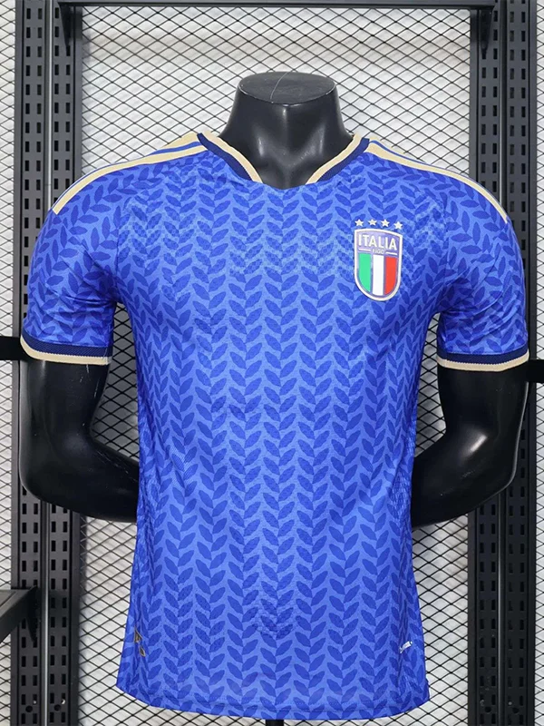 Italy Style Soccer Jersey Azure Blue Leaf Edition